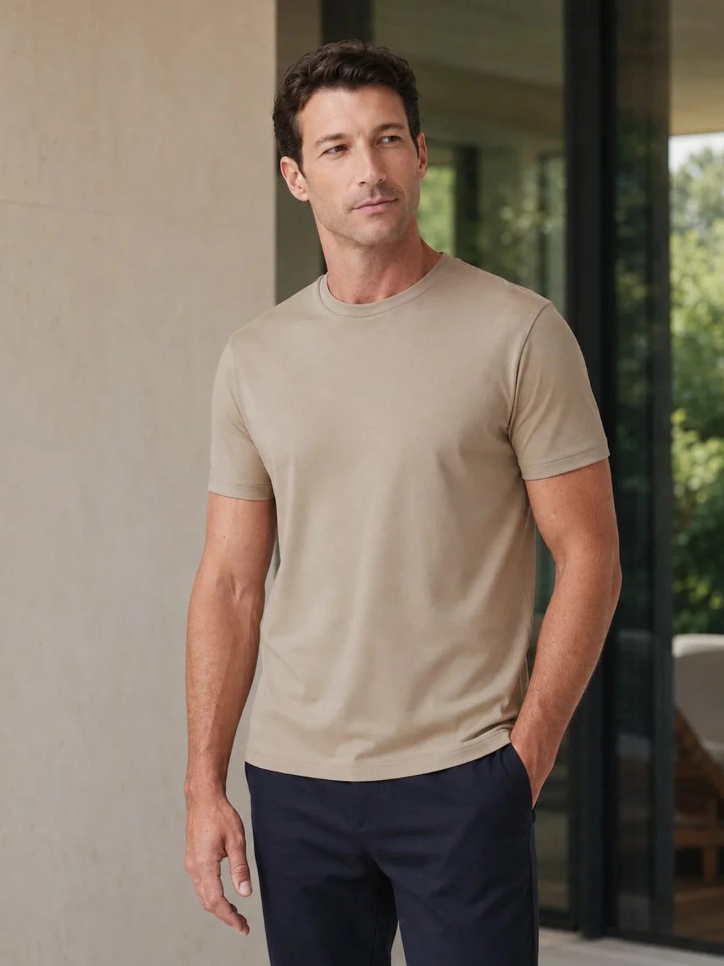 Camiseta Algodão Seda - Areia