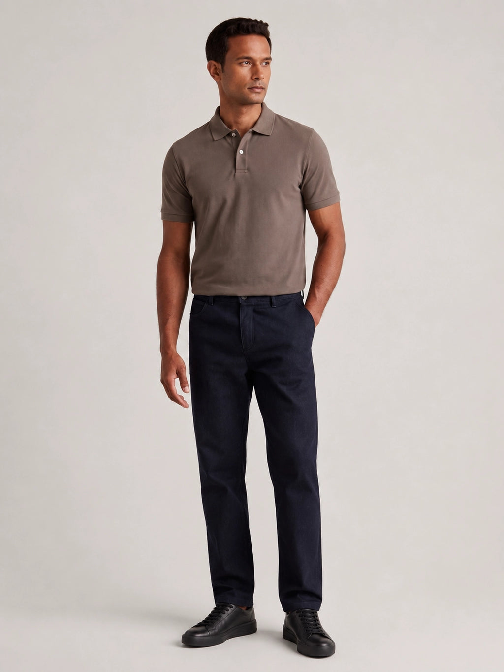 Polo 2 Botões Premium Algodão Pima - Taupe