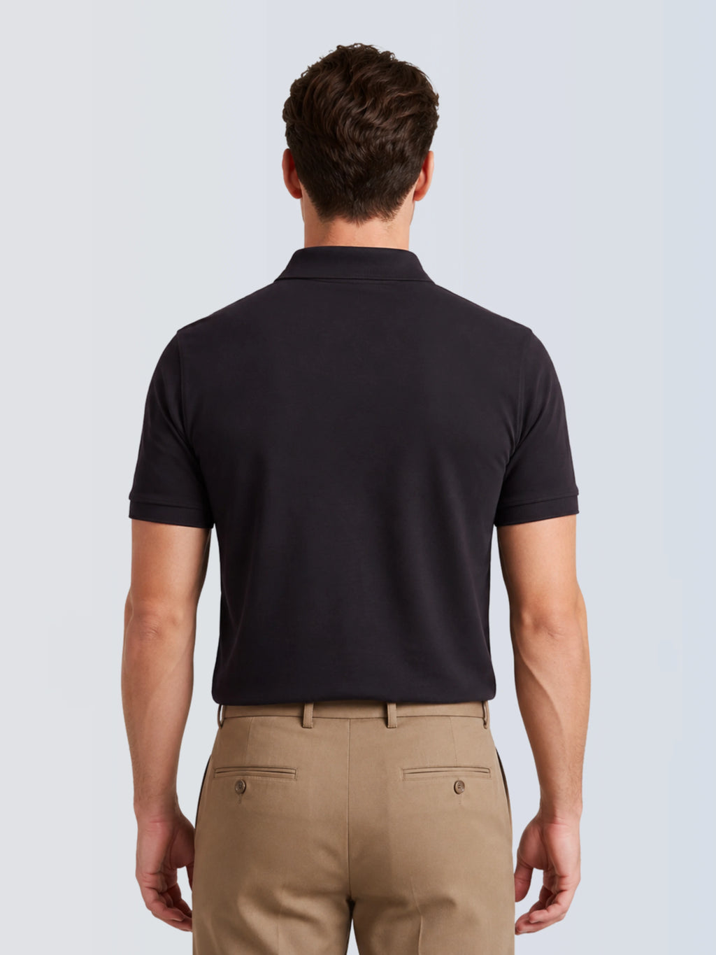 Camisa Polo 2 Botões Premium Algodão Pima - Preta