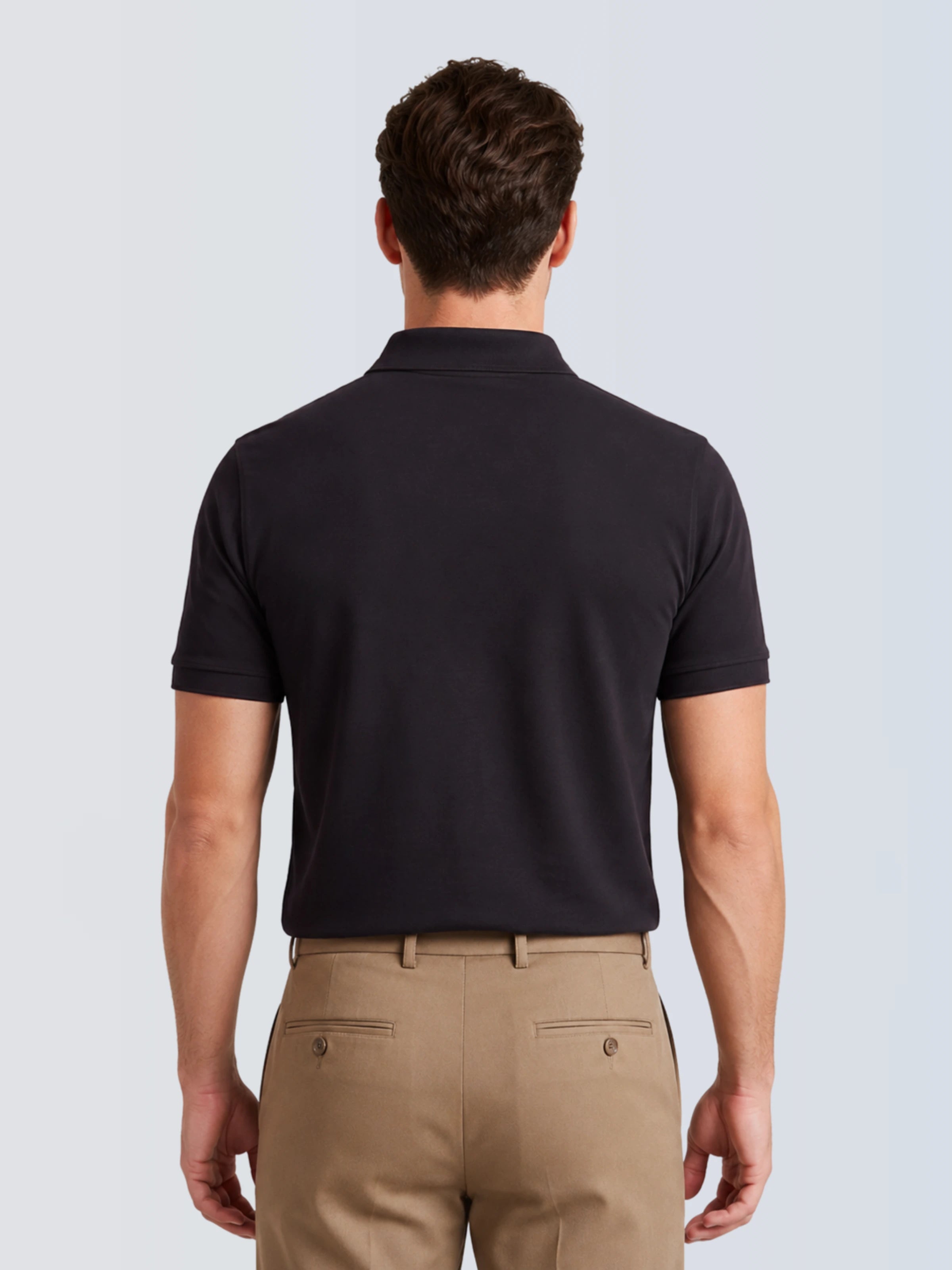 Camisa Polo 2 Botões Premium Algodão Pima - Preta