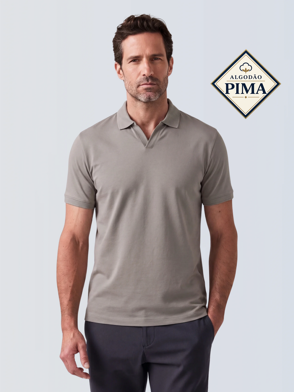 Polo V Pima Premium - Cinza