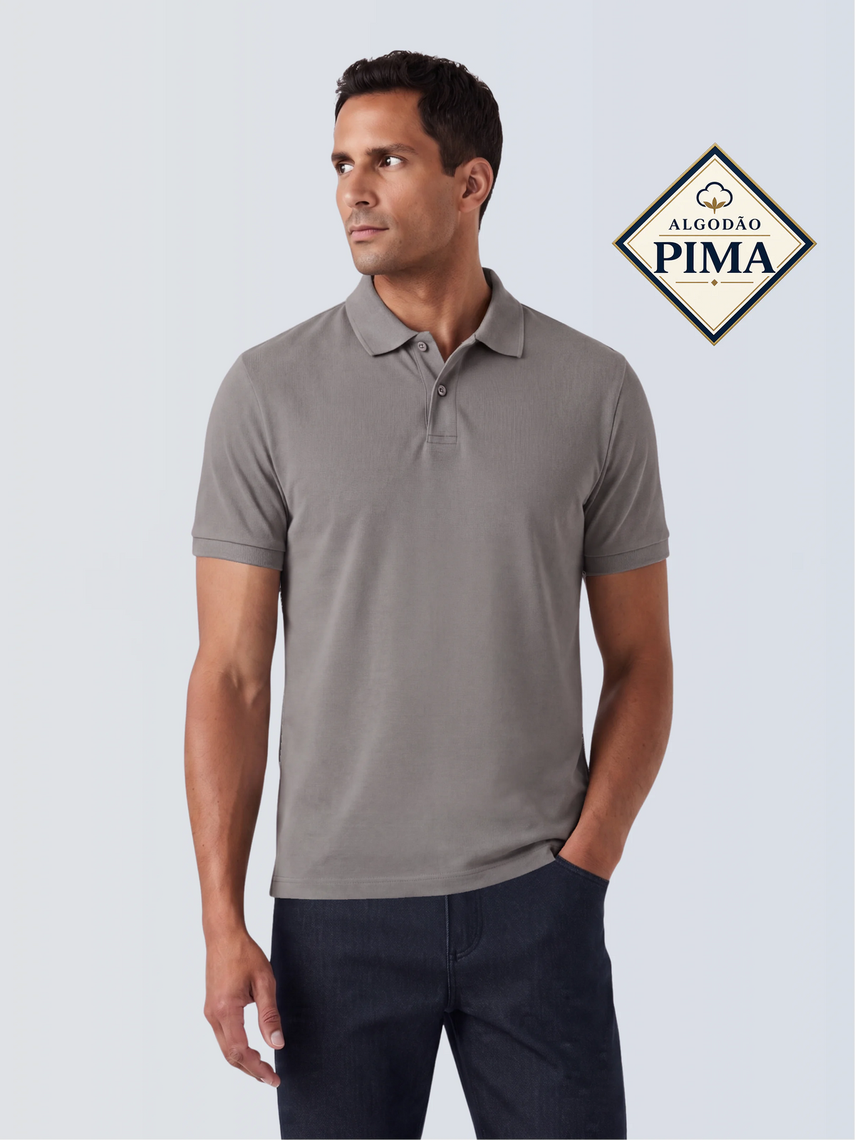 Polo Premium Pima - Cinza