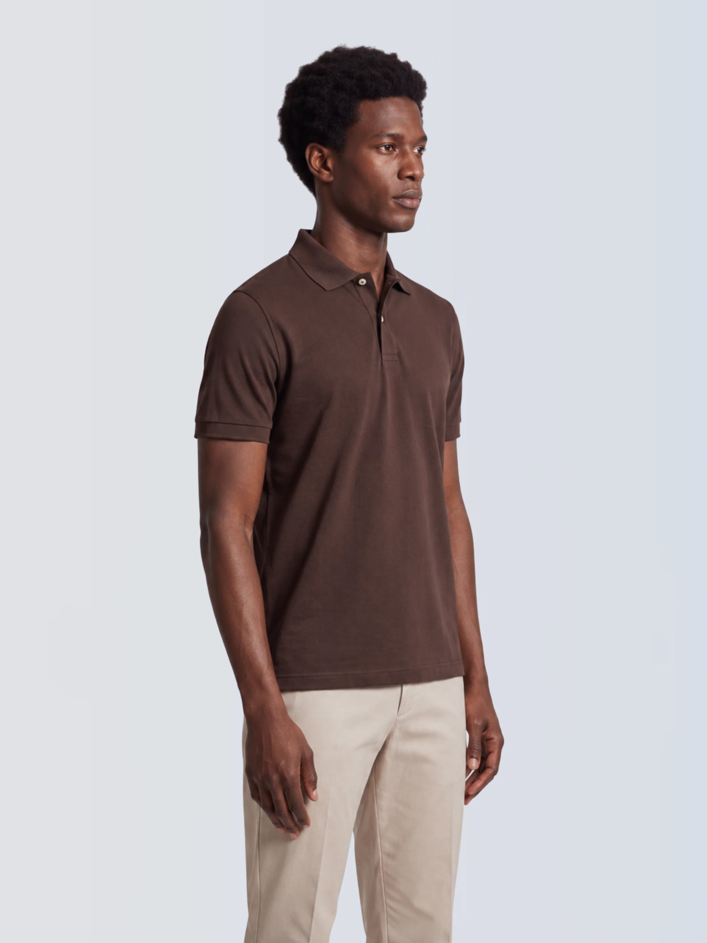 Camisa Polo 2 Botões Premium Algodão Pima - Chocolate