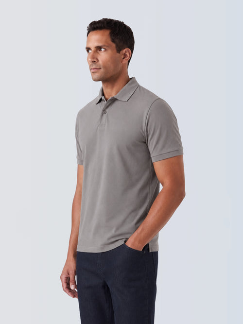 Camisa Polo 2 Botões Premium Algodão Pima - Cinza