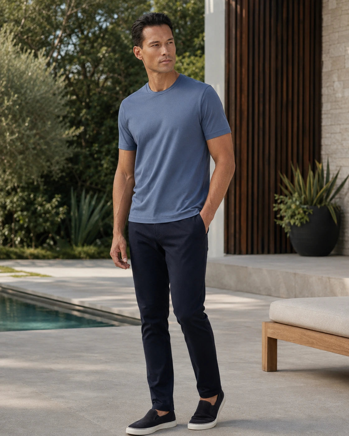 Camiseta Algodão Seda - Azul