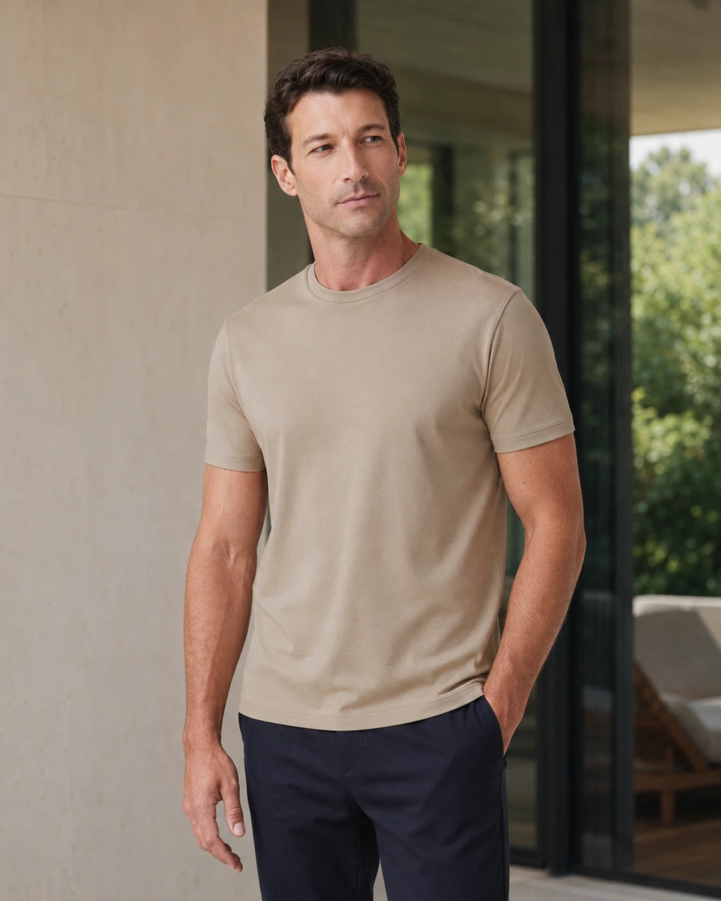 Camiseta Algodão Seda - Areia