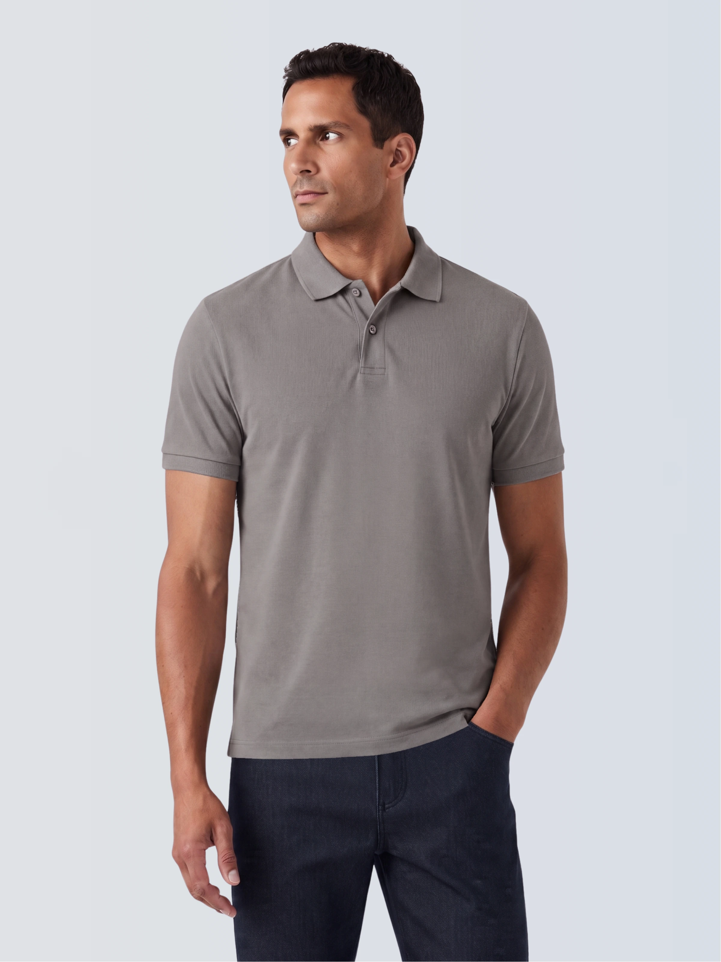 Camisa Polo 2 Botões Premium Algodão Pima - Cinza