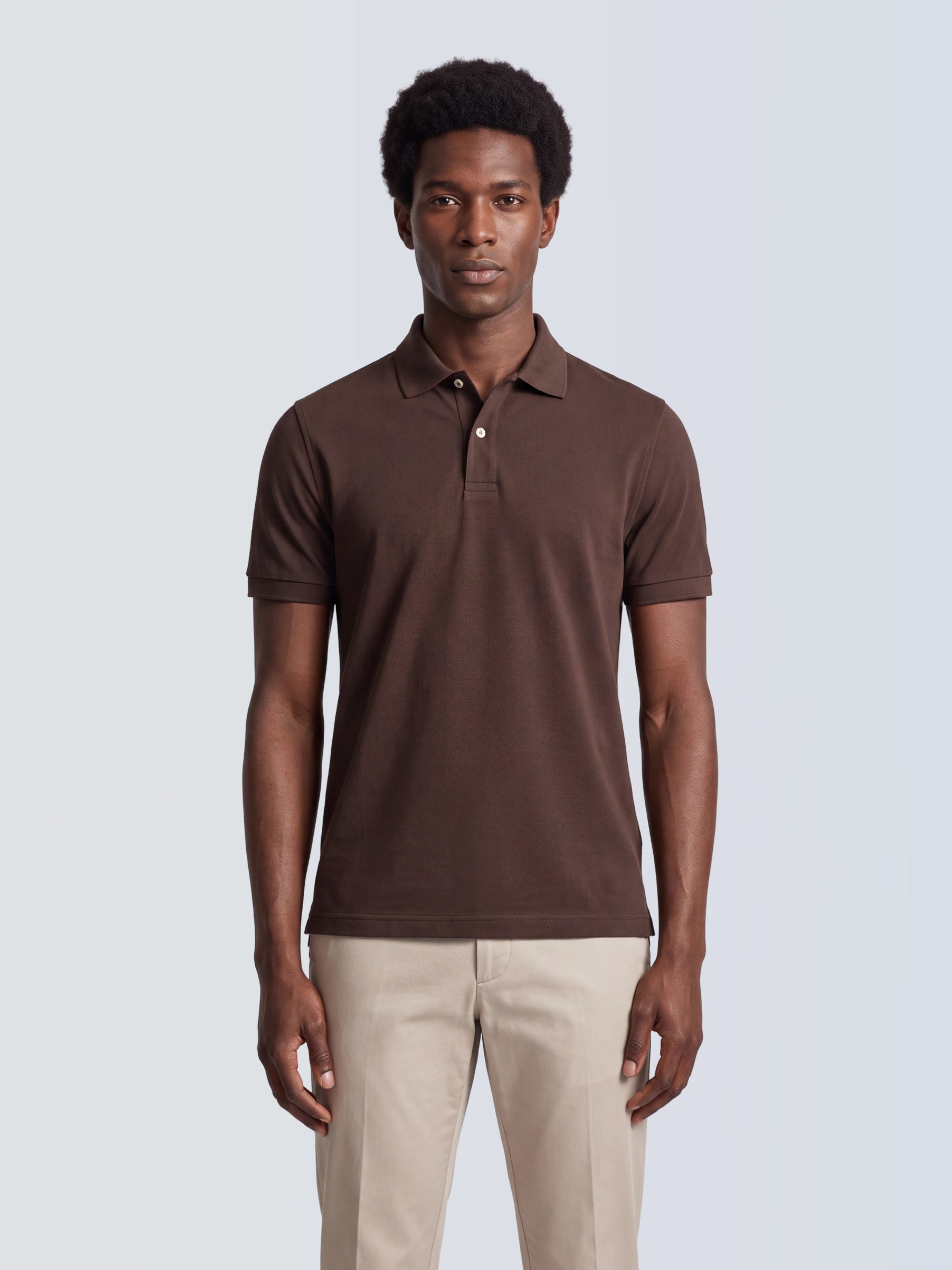 Camisa Polo 2 Botões Premium Algodão Pima - Chocolate